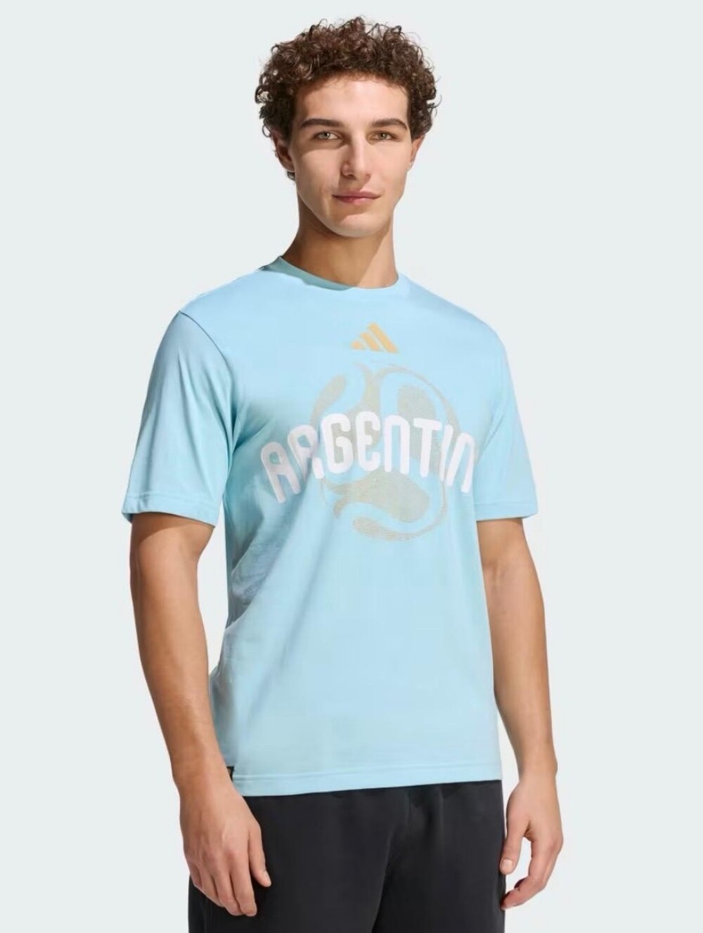 Adidas Light Blue Argentina Tee with Gold Logo